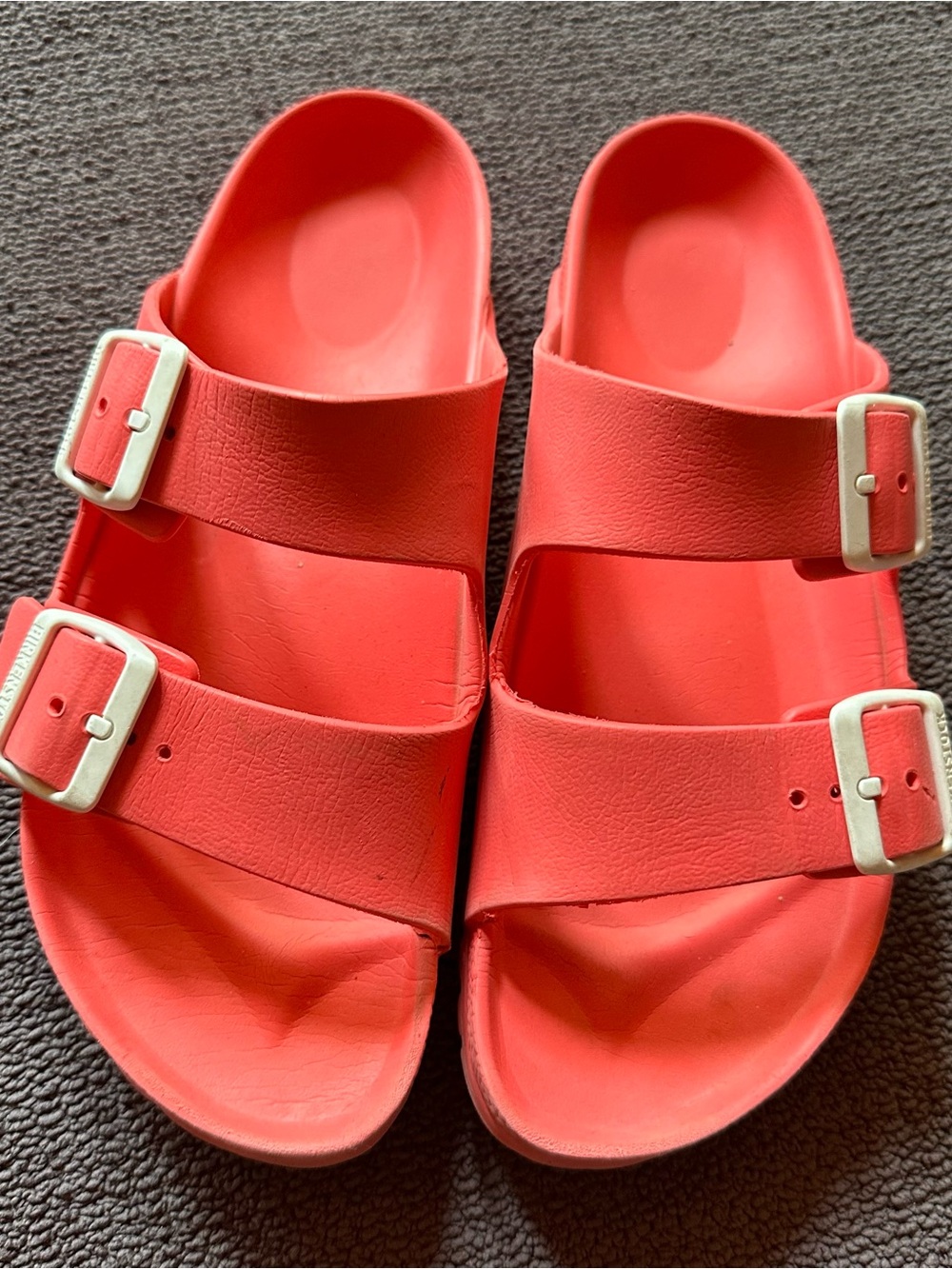Birkenstock EVA Buckle Slide Sandals Woman’s US 8 EU 39 Coral